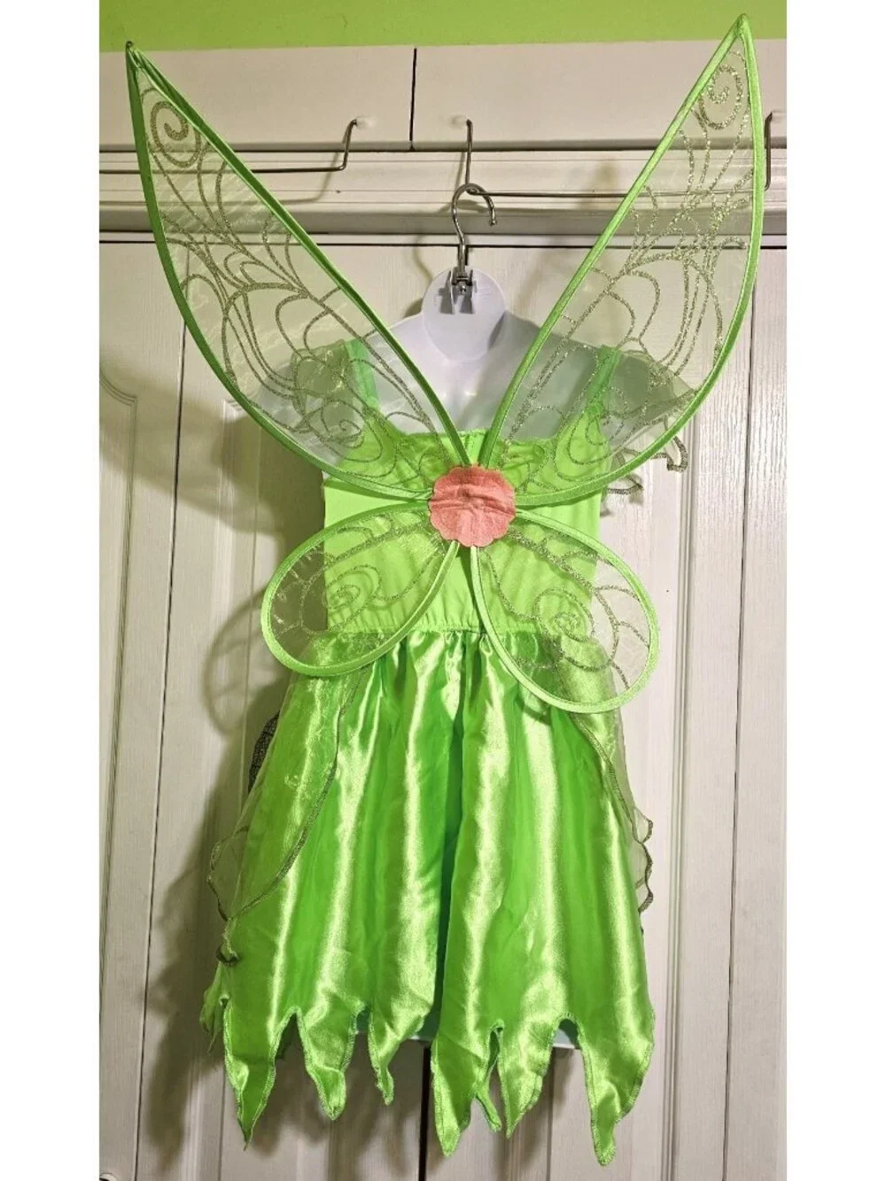 Tinker Bell Costume Girls 7-8 Disney The Fairy Rescue Disney Green Dress Wings - Picture 2 of 4